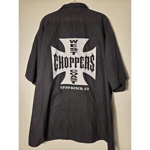 West Coast Choppers Jesse James Iron Cross Red Kap Black Work Shirt Size 5XL SS